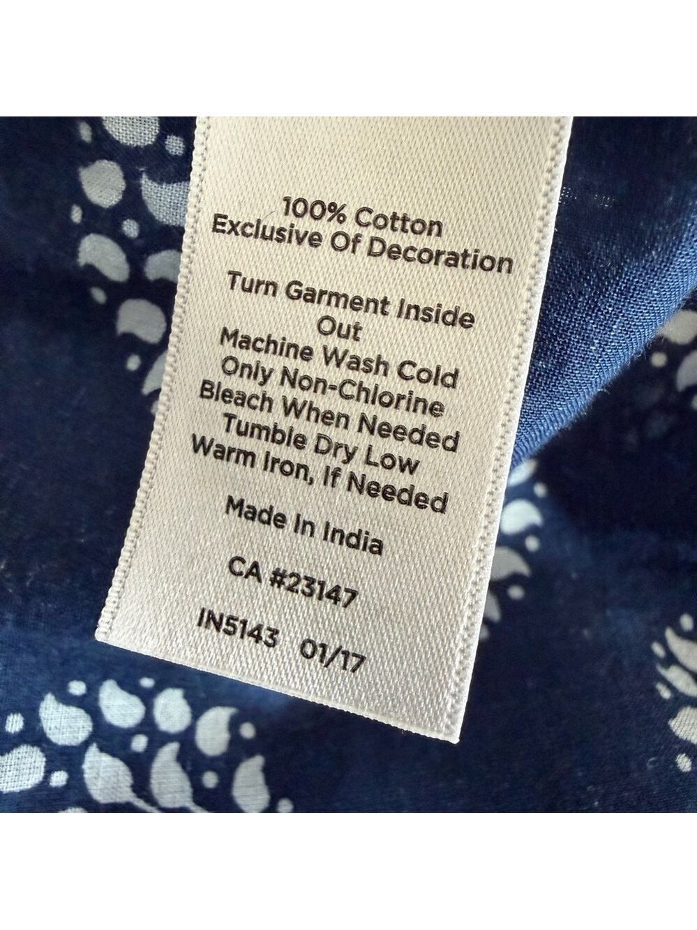 Talbots Navy Blue Embroidered Beaded Cotton Tunic 1X - Picture 8 of 8